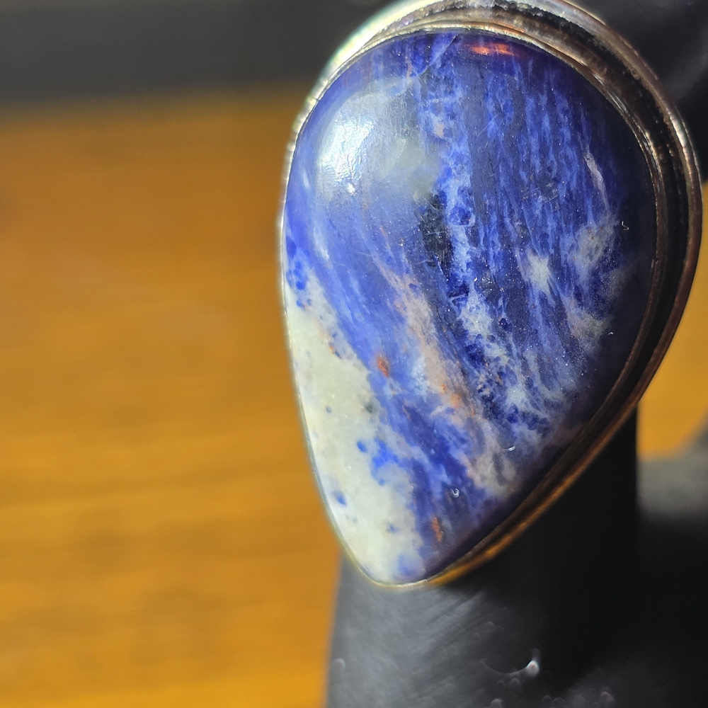 Blue Lapis Sterling Silver Teardrop Stone Ring